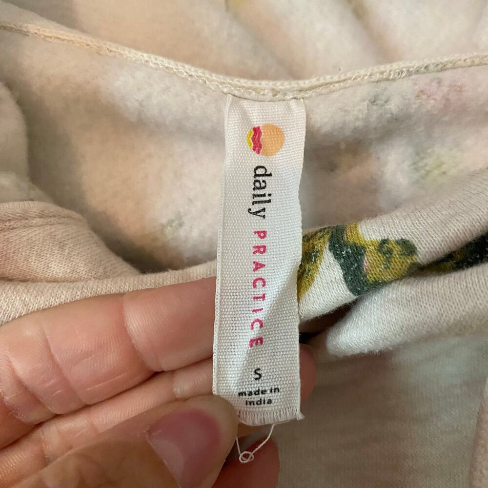 Daily Practice Anthropologie Cream Floral Hoodie Sweatshirt Loungewear Small - Picture 2 of 10